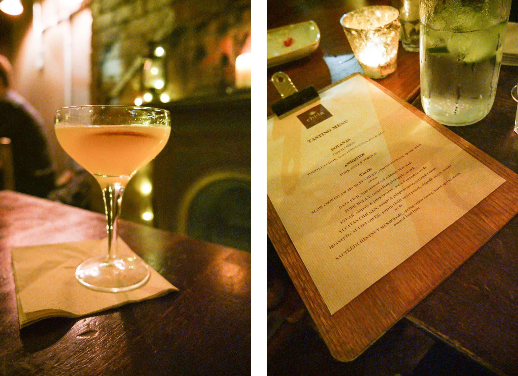 Mexican Restaurant with a Margarita and a Menu